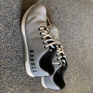 White and black nobull trainers